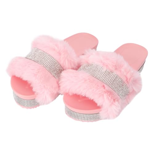 GAROZATION Damen Hausschuhe mit Dickem Sohlenplüsch und Funkelnden Strasssteinen Warme Rutschfeste Indoor Pantoffeln Weiche Hautfreundliche Kuschelschuhe für Zuhause und Büro Geschenkidee von GAROZATION