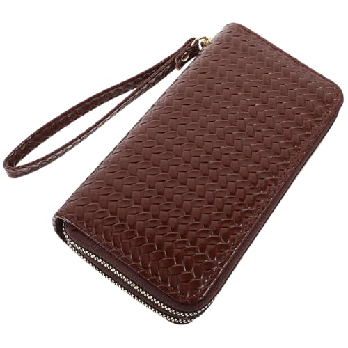 GAROZATION Damen Langwallet Aus Gespaltenem Leder Multifunktionale Handtasche Mit Doppeltem Reißverschluss Große Kapazität Stilvolles Kaffeebraun Für Täglichen Gebrauch Und Vielseitige von GAROZATION