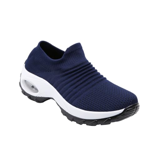 GAROZATION Damen Sportschuhe Große Atmungsaktive Gym Schuhe mit Luftpolster Bequeme Fitness Sneaker für Alltag und Reisen in Dunkelblau von GAROZATION