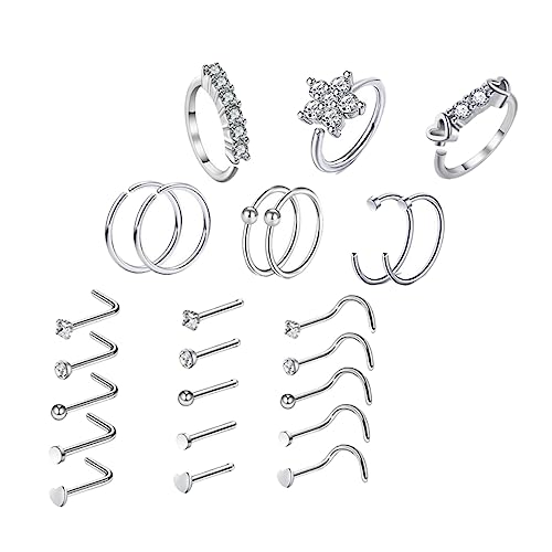 GAROZATION Einzigartiger Nasenring-piercingschmuck 24-teiliges Nasenset Aus Sterlingsilber Für Damen Für Partys GAROZATION Einzigartiger Nasenring-piercingschmuck 24-teiliges Nasenset Aus Sterlingsilber Für Damen Für Partys von GAROZATION