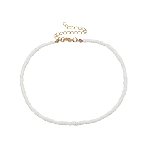 GAROZATION Perlenkette Für Damen Weiß Einfache Farbkette Aus Reisperlen Halskettenschmuck Individuelle Charakterperlen von GAROZATION