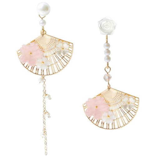 GAROZATION Elegante Blumen Ohrhänger für Damen Lange Tropfenförmige Perlenohrringe Modischer Ohrschmuck Auffällige Ohrdekoration Komfortabel für Alltag und Besondere Anlässe von GAROZATION