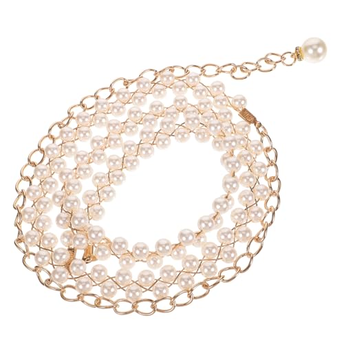 GAROZATION Eleganter Damen Perlen Taillengürtel aus Doppelt Gereihten Weißen Perlen Dekorative und Langlebige Perlenkette für Kleider bei Hochzeit Party und Festlichen Anlässen Zaubert von GAROZATION