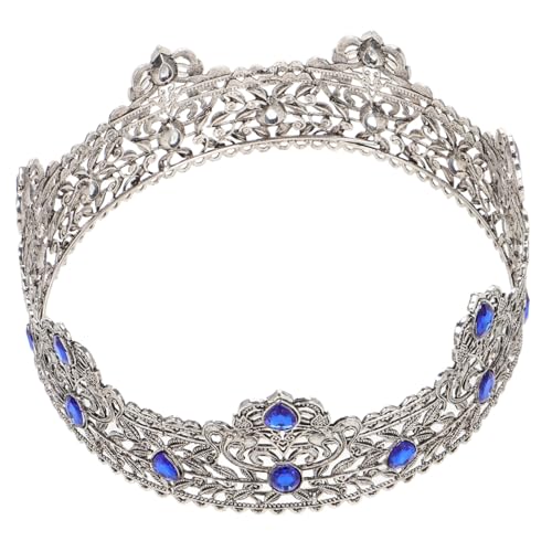 GAROZATION Europäischer Herren Königskrone mit Blauen Kristallen Leichtes Komfortables Party Haaraccessoire für Geburtstagsfeiern Halloween und Königliche Kostüm Events von GAROZATION