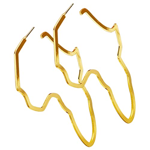 GAROZATION Exklusive Damen Ohrstecker mit Afrikanischer Kartenform Leichte Statement Ohrringe Filigrane Goldfarbene Ohrschmuck Accessoires Trendige Geschenkidee für Frauen von GAROZATION