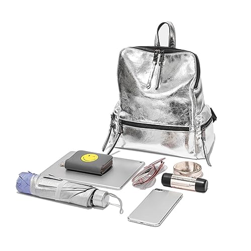 GAROZATION Fashion Reflective Rucksack Für Frauen Silber Pu Hochwertige Schultertasche Für Mädchen Für Schule Und Alltag Große Kapazität Mit Diebstahlschutz von GAROZATION