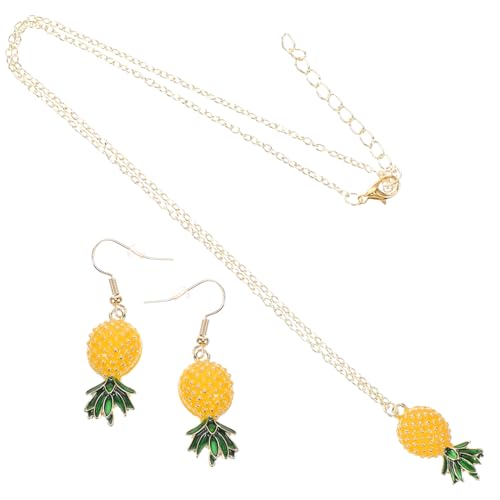 GAROZATION Fruchtiges Ananas Schmuckset Damen Ohrhänger und Halskette Cartoon Anhänger Langlebiges Legierungsmaterial Modisches für Alltag und Festtage von GAROZATION