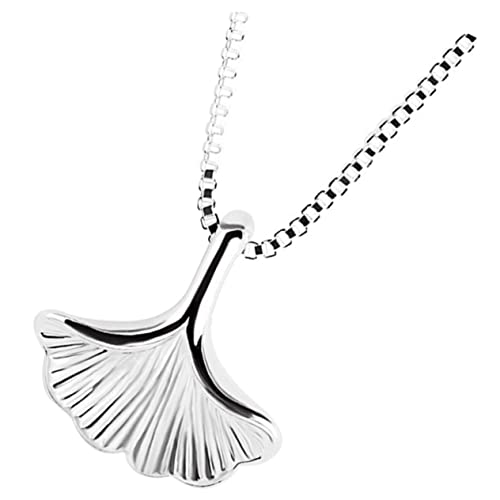 GAROZATION Ginkgo Anhänger Halskette Damen Silberkette mit Schlüsselbein Kette Charm Modeschmuck Eleganter Schmuck für Party Hochzeit Alltag von GAROZATION