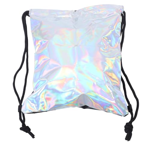 GAROZATION 1PC Modischer Kordelzug Rucksack Für Damen Glänzender Silberner Drawstring Bag Für Schule Und Freizeit Trendy Rucksack Für Modebewusste Frauen von GAROZATION