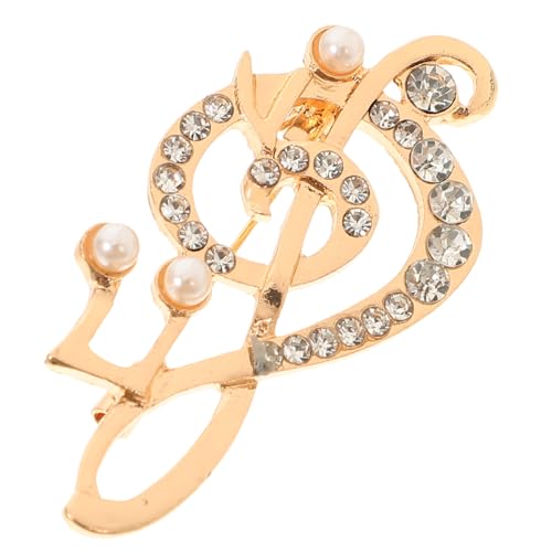 GAROZATION Goldfarbene Perlen Musiknoten Brosche für Damen Modischer Anstecknadel für Mantel Pullover und Kleidung Langlebiger Stilvoller Schmuck für Alltag Geburtstag und Besondere Anlässe von GAROZATION