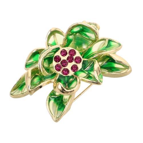 GAROZATION Grüne Lotusblüte Brosche Damen Eleganter Emaille Anstecker Feine Verarbeitung Modischer Schuluniform Schmuck Lotusblumen Anstecknadel Accessoire von GAROZATION