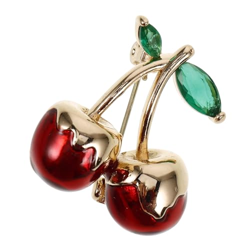 GAROZATION Grüne Zirkonia Kirsche Brosche Pin Dekorativer Anstecker für Pullover Blazer Vielseitiger Schmuck für Damen Modisches Party Accessoire Einfach zu Befestigen Elegantes von GAROZATION