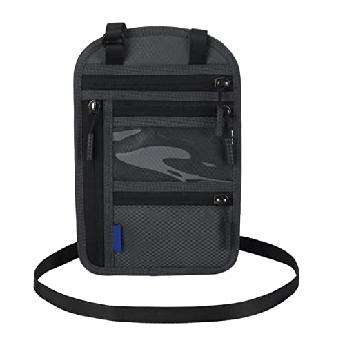 GAROZATION Hals Reisegeldbörse Riementasche Geldbeutel Passinhaber für safebags sicherheitstasche Herrenbrieftasche Geldbörse Damen Hals des Reisepasshalters Reisetasche Polyester Dark Grey von GAROZATION