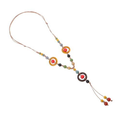 GAROZATION Seilhalskette Im Chinesischen Stil Halskette Mit Anhänger Für Damen Lange Ethnische Halskette Harzhalskette Für Damen Vintage-schmuck Aus Materialien Handgefertigte von GAROZATION