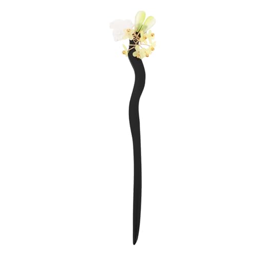 GAROZATION Hasen-blumen-haarstäbe Aus Holz Chinesische Haarstäbe Im Retro-stil Handgefertigte Haarnadel Für Frauen Haarnadelstäbe Mit Scheiben-design Für Haarstyling Geschnitzte von GAROZATION