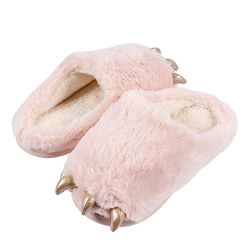 GAROZATION Hausschuhe Winter Rutschfest Cartoon Dinosaurier Krallen Design Weiche Warme Pantoffeln für Jungen Mädchen Rosa von GAROZATION