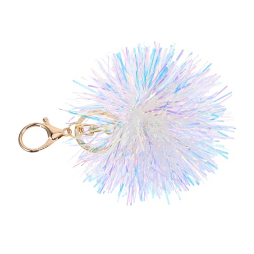 GAROZATION Cute Glitzer Schlüsselanhänger Mit Pom Pom Charm Funkelnder Ball Schlüsselring Für Handtaschen Und Autos Glänzende Deko Für von GAROZATION