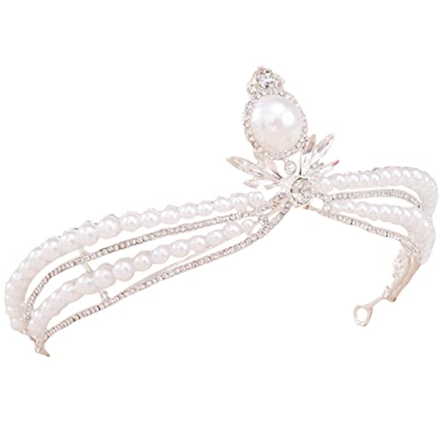 GAROZATION Haarband Damen Schmal Hochzeit Haarschmuck Stirnband Mit Perlenelementen Für Glitzer Perlen Jugendweihe Kopfschmuck Haarband Party Accessoire von GAROZATION