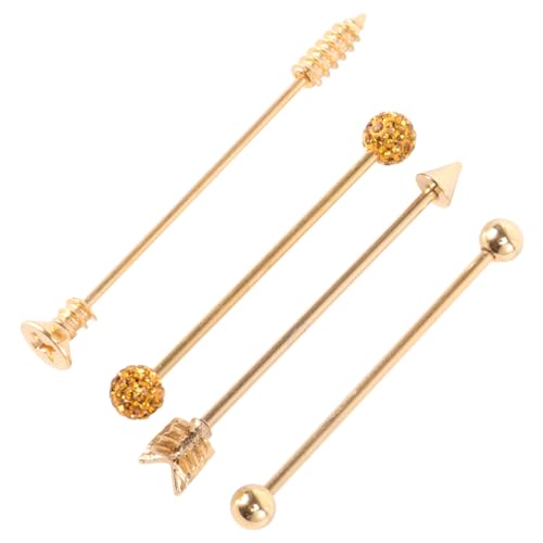 GAROZATION Industrielle Barbell Ohrstecker Design Doppel Ohrloch Knorpelpiercing Schmuck für Damen und Herren Goldfarben Langlebig Sicher Angenehm zu Tragen von GAROZATION