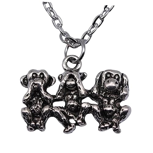 GAROZATION Inspirational Monkey Pendant Necklace Dreifacher Affe Symbol Schmuck Geschenkidee für Damen und Herren Modisches Accessoire Passend zu Alltag und Besonderen Anlässen von GAROZATION