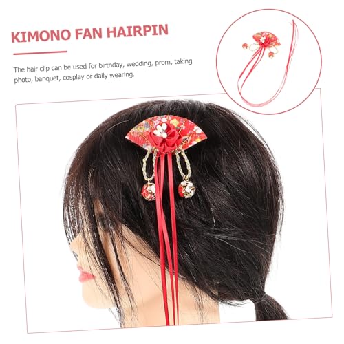GAROZATION Japanischer Haarschmuck Damen Haarspange mit Quaste aus Langlebig und Schonend für Dünnes und Dickes Haar Geeignet für Geburtstag Hochzeit Cosplay und Alltag Großes Rot von GAROZATION