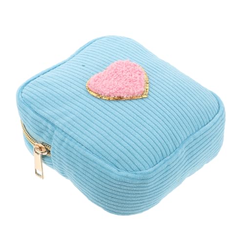 GAROZATION Kleine Kosmetiktasche Mit Herz-Patch Reißverschluss Make-up-Tasche Für Damen Reise-Organizer Aufbewahrungstasche Für Kosmetika Und Münzen von GAROZATION