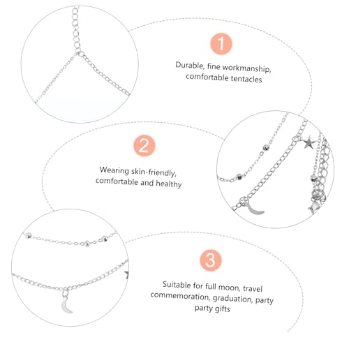 GAROZATION Kurz Halsreif mit Stern und Mondanhänger Doppellagiger Choker Eleganter Schmuck für Damen Silberfarbene Kette Modischer Clavicle Halskettenanhänger zum Schichten von GAROZATION