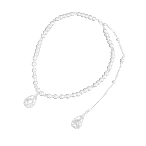 GAROZATION Lange Perlenhalskette Damen mit Elegantem Quasten Anhänger Verarbeitung Brautschmuck Kette für Hochzeit Party Alltag Vielseitig Kombinierbar Hochwertiges Design von GAROZATION