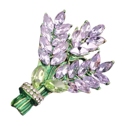 GAROZATION Lavendel Blumenbrosche Anstecknadel Hochwertiger mit Strass Dekorative Brosche für Damen Kleidung Mantel Reverspin Eleganter Schmuck für Abendparty und Alltag von GAROZATION