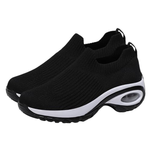 GAROZATION Leichte Atmungsaktive Sportschuhe Damen Fliegende Stricktechnik rutschfeste Fitness Sneakers Modische Casual Schuhe für Laufen Training und Alltag Schwarz von GAROZATION