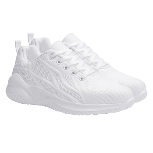 GAROZATION Leichte Damen Laufschuhe Atmungsaktive Sportschuhe Woven Walking Sneaker Bequeme Casual Schuhe Frühling Alltag Fitness Schuhe Weiß von GAROZATION