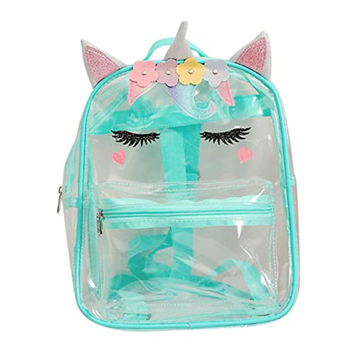 GAROZATION Mädchen Transparenter Einhorn Rucksack Süßer Cartoon Schulrucksack Für Junge Mädchen Leicht Und Tragbar Für Schule Und Freizeit Grün von GAROZATION