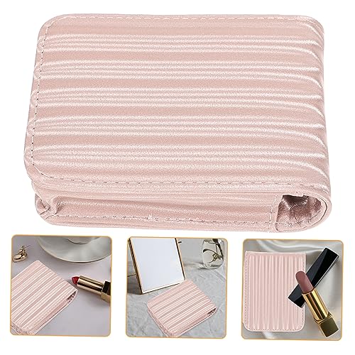 GAROZATION Mini Lippenstiftetui mit Spiegel Tragbare Schminktasche aus Kompakte Kosmetiktasche für Damen für Handtasche und Reisen Rosa von GAROZATION