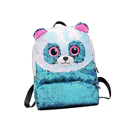 GAROZATION Stylischer Panda Rucksack Für Mädchen Himmelblauer Mini-Rucksack Mit Glänzenden Pailletten Für Tägliche Ausflüge Schule Und von GAROZATION