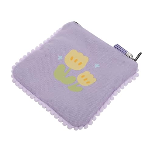 GAROZATION Cute Tassel Purse Für Damen Kleiner Tragbarer Geldbeutel Aus Canvas Zartem Violett Mini-geldbörse Für Mädchen Und Junge Mädchen Für Münzen Und Kleingeld von GAROZATION