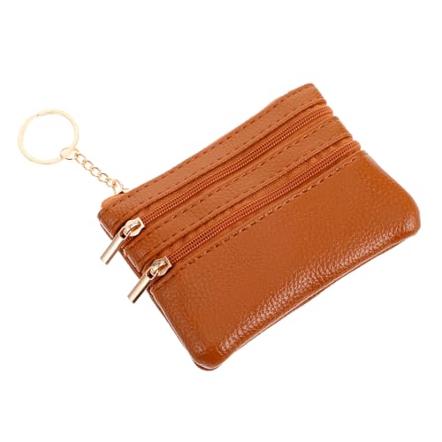 GAROZATION Multifunktionale Pu-Leder Geldbörse Für Damen Kurzes Echtes Leder Münz-Portemonnaie Mit Reißverschluss Schlüsselhalter Kartenhalter Und Praktischer Aufbewahrung Sandfarbe von GAROZATION