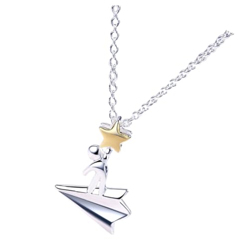 GAROZATION Paper Airplane Halskette Damen Leicht und Elegant Clavicle Kette mit Flugzeug Anhänger Schmuck für Alltag und Vielseitige Outfits Modisches Accessoire für Frauen von GAROZATION