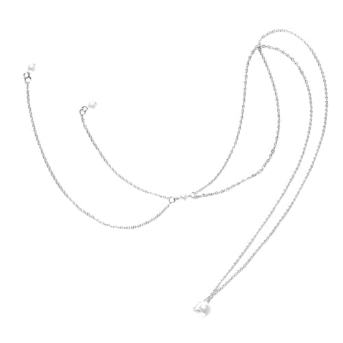 GAROZATION Perlenkette Damen mit Rücken kette Vielseitiges All match Hals accessoire Modische Collarbone Chain für Party Hochzeit und Alltag Schlichtes Design Auffälliger Schmuck von GAROZATION