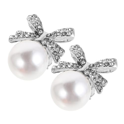 GAROZATION Perlenohrringe mit Schleifen design Hypoallergen Zarte Weiße Perlen und Strass Elegante Ohrstecker für Damen für Hochzeit Brautjungfern und Besondere Anlässe von GAROZATION