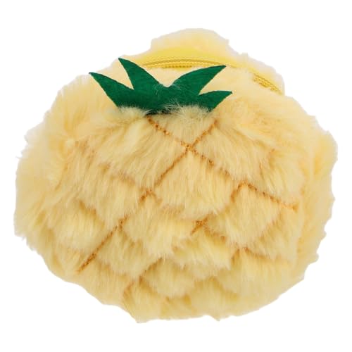 GAROZATION Ananas Plüsch Geldbörse Süß Kleine Münztasche Schlüsselanhänger Spielzeug Ausgestopft Flauschig Aufbewahrung Tasche Junge Mädchen Rucksack Beutel von GAROZATION