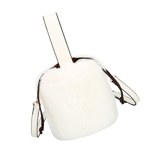 GAROZATION Plüsch Bucket Bag Damen Schultertasche Modisch Tragbar Messenger Bag Weiß Mittelgroß Alltag Storage von GAROZATION