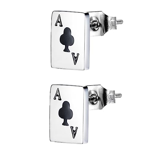 GAROZATION Poker Design Ohrstecker Damen Modisches Titanstahl Schmuckstück mit Spielkarten Leichter Einfach zu Tragender Ohrschmuck für Alltag Party und Selfie Perfektes für Mädchen von GAROZATION