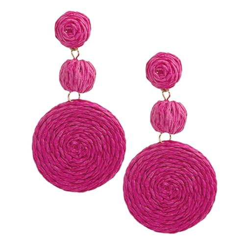 GAROZATION Raffia Ohrringe Damen Boho Statement Creolen Leicht Rattan Sommer Strand Schmuck für Mädchen von GAROZATION
