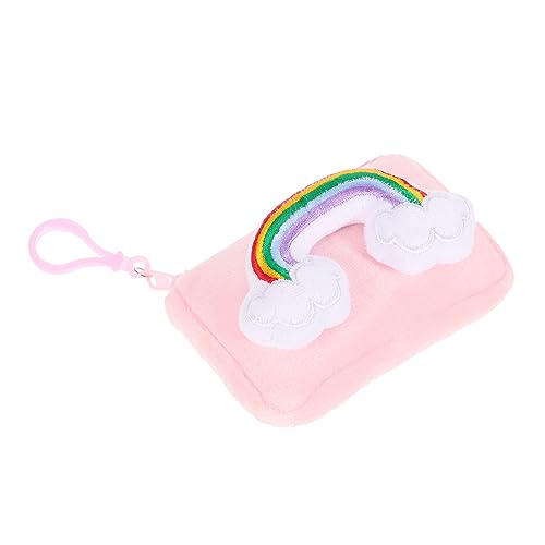 GAROZATION Regenbogen Münzbeutel Plüsch Geldbörse Schlüsselanhänger Tasche Mädchen Kleingeldbeutel Anhänger Befestigung von GAROZATION