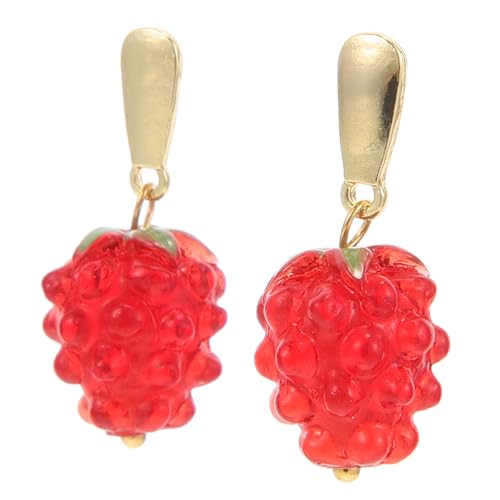 GAROZATION Rote Erdbeer Ohrringe Damen Modisch Leichte Alloy Ohrhänger mit Detailreichem Beeren Design Trendiger Schmuck für Frühling Sommer Mädchen von GAROZATION