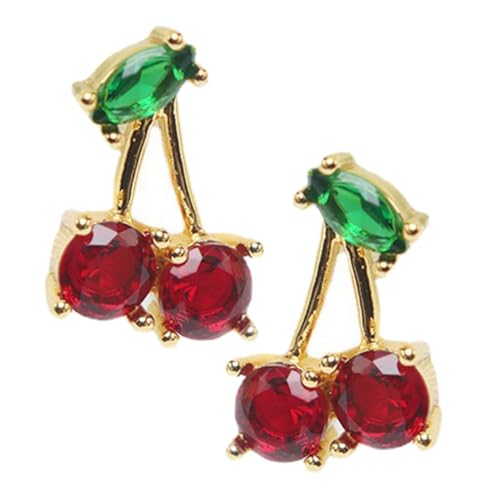GAROZATION Rote Zirkonia Ohrringe Damen Frucht Design Modeschmuck Ohrstecker Attraktiver Look Alltag Party Hochzeit von GAROZATION