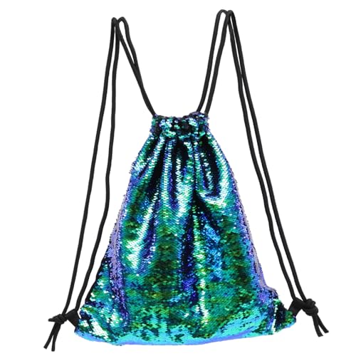 GAROZATION Sequin Drawstring Backpack Für Damen Und Herren Stylische Kordelzugtasche Grün Für Sport Freizeit Und Reisen Mit Zusätzlicher Innentasche Für Kleine Gegenstände von GAROZATION