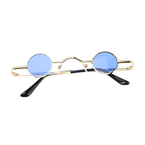 GAROZATION Runde Vintage Sonnenbrille mit Metallrahmen UV Schutz Unisex Retro Punk Stil für Damen und Herren Modische Kleine Runde Brille für Party Strand Alltag und Fotoshootings von GAROZATION