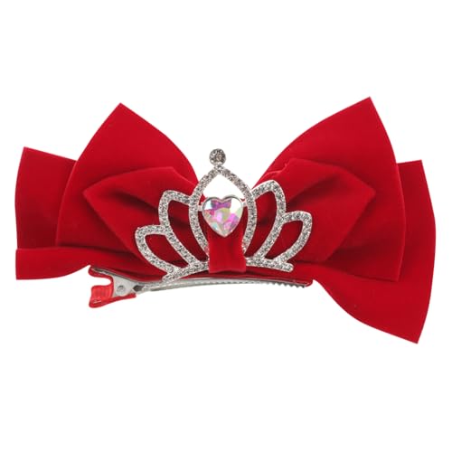 GAROZATION Rhinestone Haarschmuck Für Mädchen Retro Kronen Haaraccessoire Mit Schleifenclip Für Besondere Anlässe Wie Geburtstagsfeiern Shower Elegante Rote Haarspange Für Kleine von GAROZATION