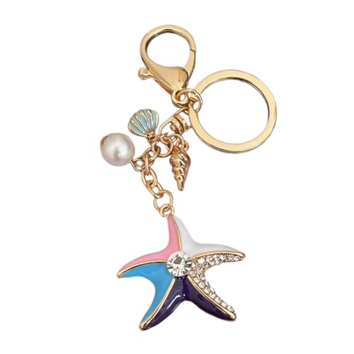 GAROZATION Legierung Schlüsselanhänger Sea Star Design Strass Intarsien Schlüsselanhänger Stilvolle Tasche von GAROZATION